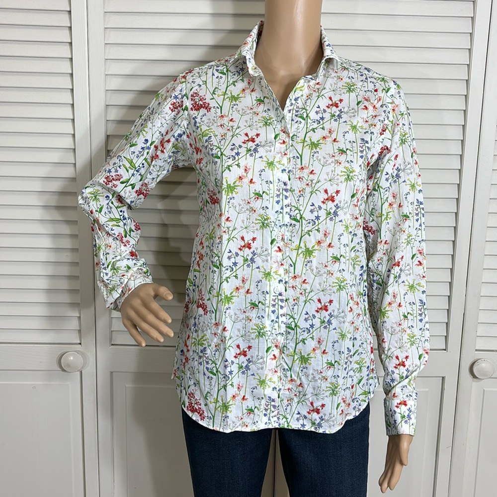 Drake's London Multicolor Floral Cotton Shirt Size Small